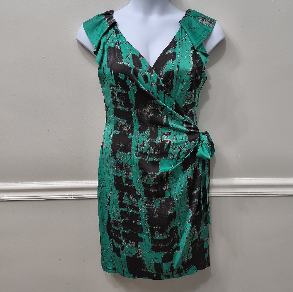Yoana Baraschi Silk Blend Women's Dress Black Green Career Office (Tiny Flaw)